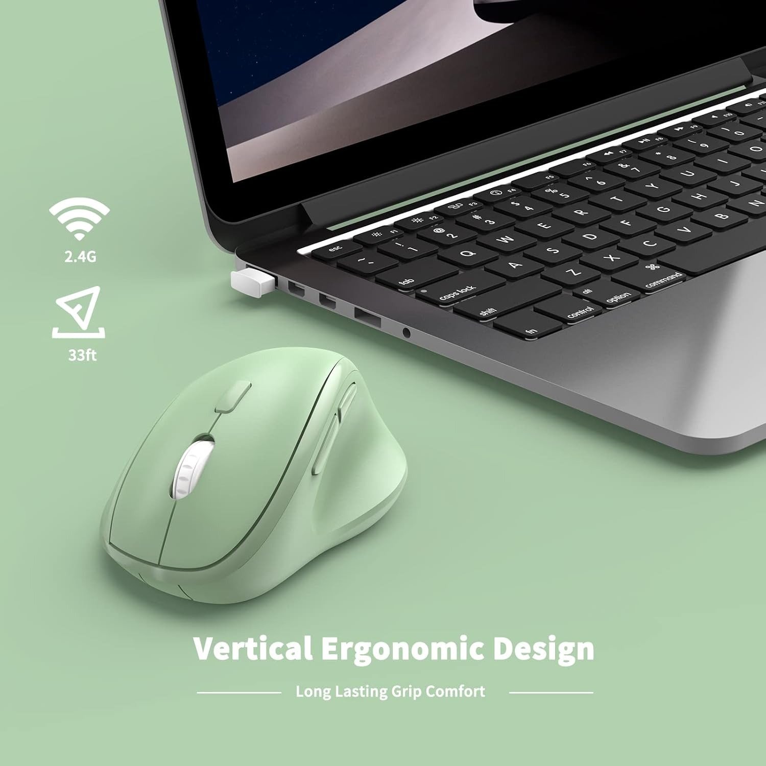 Ergonomic Wireless Mouse with USB Receiver for PC Computer, Laptop - Image 2