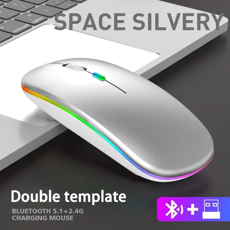 Wireless Mouse RGB Rechargeable USB 2.4GHz Bluetooth Mice