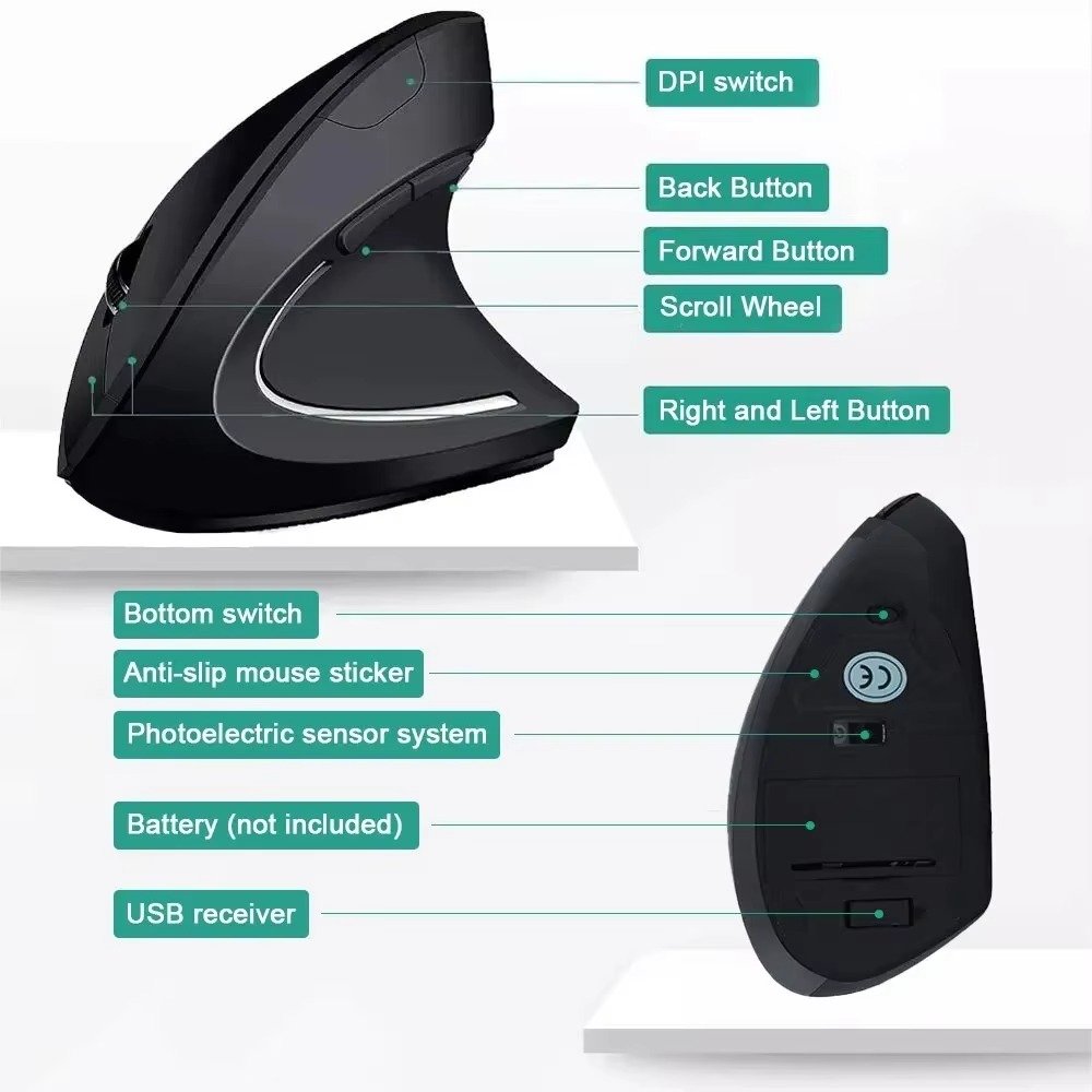Vertical Mouse Ergonomic 2.4GHz Wireless Optical Mice - Image 5