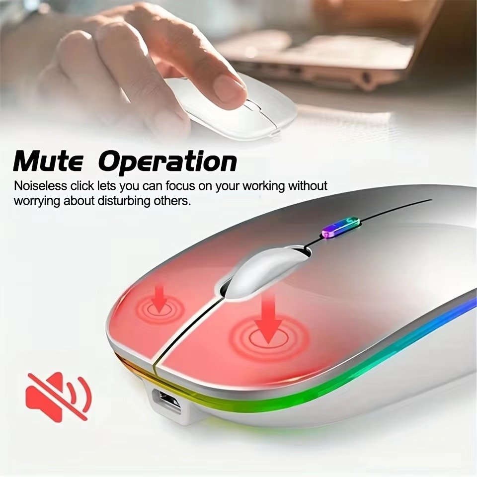 Wireless Mouse RGB Rechargeable USB 2.4GHz Bluetooth Mice - Image 5